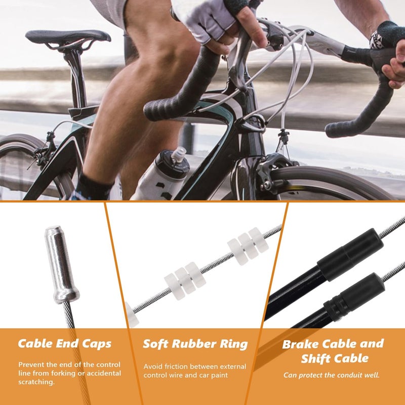 mankk 73PCS Universal Bike Brake Cable Kit and Housing Replacement Kit Stainless Steel Bike Cable Cutter Wire Cable Cutters with Cable End Caps and O-Rings for Mountain Road Bike Bicycle M-111 - Image 4